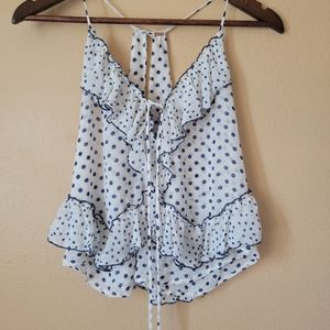 Free People Dance til Dawn Ruffles Polka Dot tank